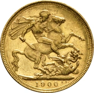 Moneda Soberano de Oro 1900 Victoria Velada (M)