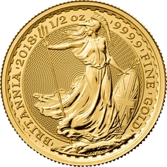 Moneda Britannia de Oro de 1/2 oz 2018
