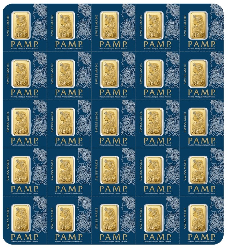 Paquete de Lingotes Acuñados PAMP Multigramo de 25g de Oro