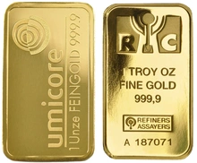 Lingote de Oro de 1 oz de Segunda Mano