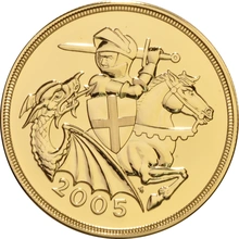 Moneda Soberano Quíntuplo de Oro 2005 en Caja Original - Flor de Cuño Sin Circular