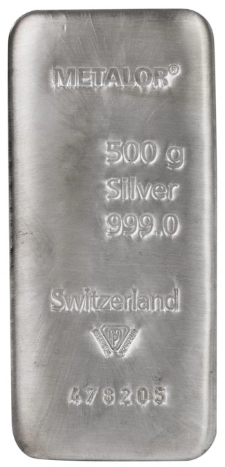 Lingote de Plata de 500 g Metalor