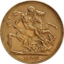 Moneda Soberano de Oro 1896 Victoria Velada (L)