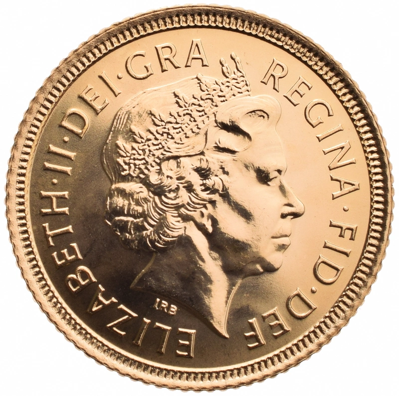 Moneda Medio Soberano de Oro Isabel II Cuarto Retrato