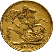 Moneda Soberano de Oro 1879 Victoria Joven (M)