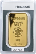 Lingote de Oro de 50 g Heraeus