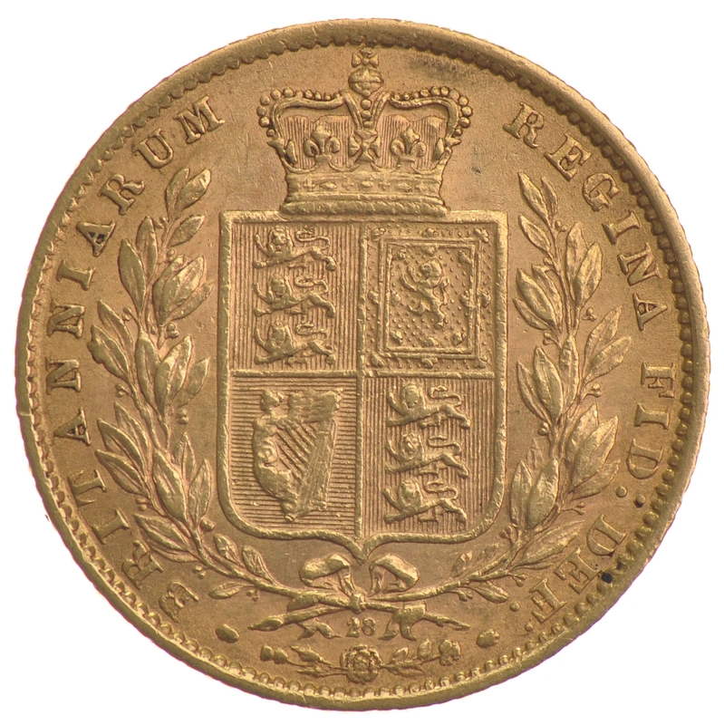 Gold Sovereign - Victoria Young Head Shield Back