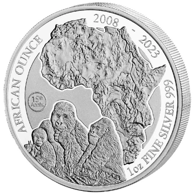 Moneda Plata 1 oz Gorila Ruanda 2023