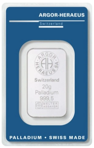 Lingote de Paladio de 20 g Argor-Heraeus