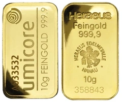 Lingote de Oro de 10 g de Segunda Mano