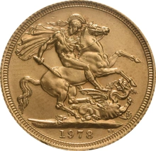 Moneda Soberano de Oro 1978 Isabel II Retrato Decimal