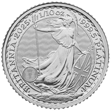 Moneda Britannia de Platina de Décimo de Onza 2025