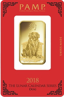 Lingote PAMP de 1oz de Oro - 2018 Año del Perro