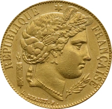 Moneda 20 Francos Franceses Ceres