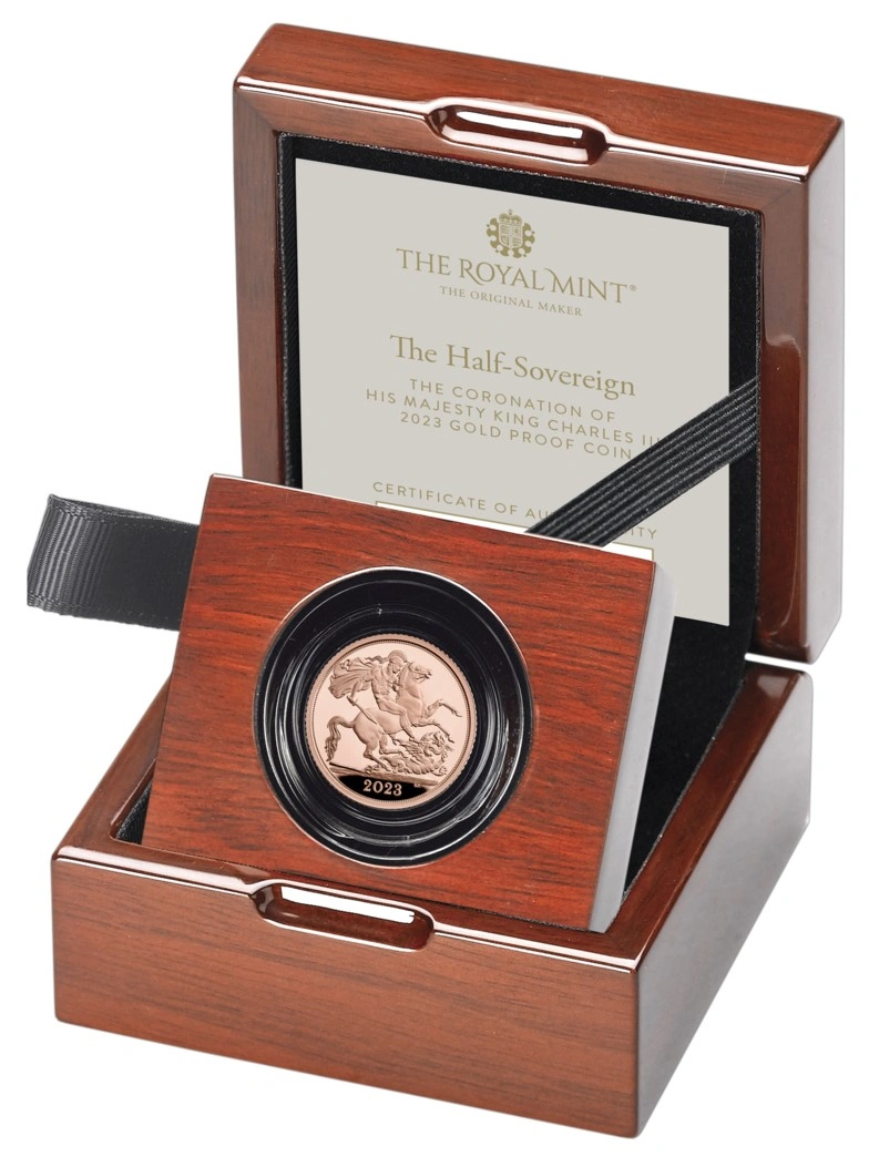 Moneda Medio Soberano de Oro Proof Coronación Carlos III 2023