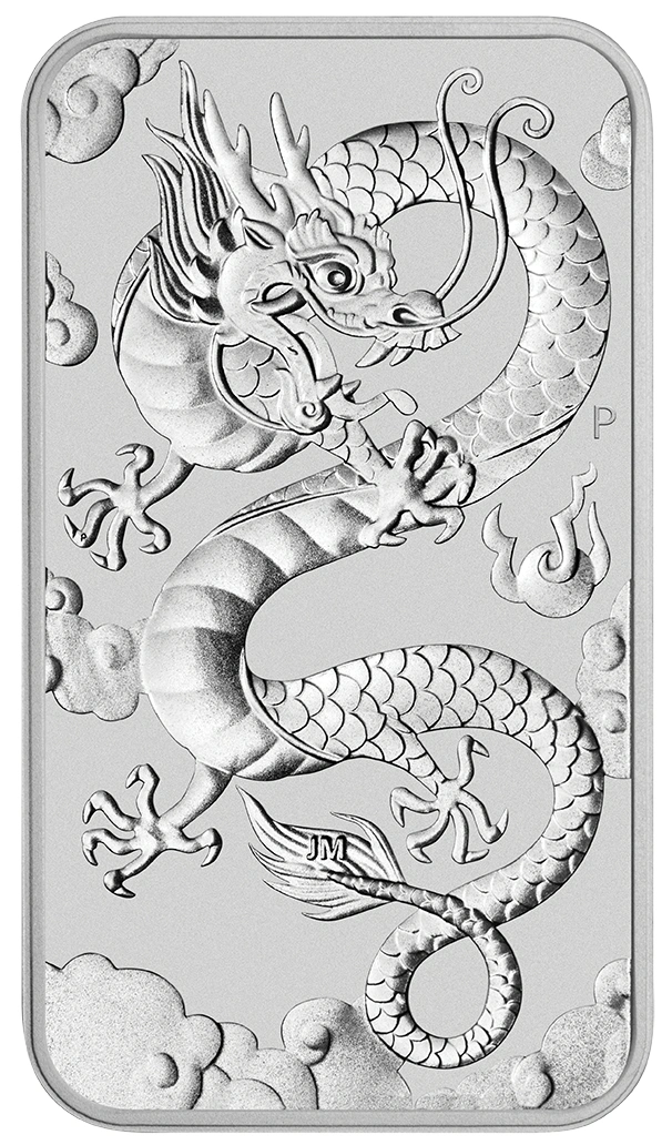 Moneda Dragón Rectangular de Plata de 1 oz 2019