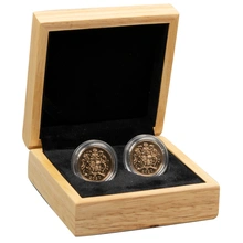 Caja de Regalo - 2 Soberanos o 2 Monedas de Oro de 1/4 oz 22,5mm
