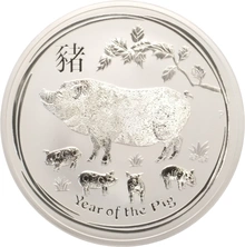 Moneda Perth Mint Calendario Lunar de Plata de 10 oz 2019 Año del Cerdo