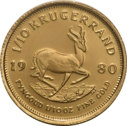 Moneda Krugerrand de 1/10 oz de Oro 1980