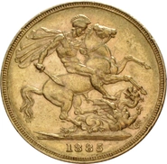 Moneda Soberano de Oro 1885 Victoria Joven (M)