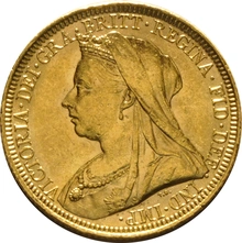 Moneda Soberano de Oro 1893 Victoria Velada (S)