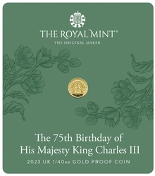 Moneda de Oro 1/40 oz Proof - 75 Anversario de Carlos III 2023