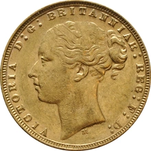 Moneda Soberano de Oro 1877 Victoria Joven (M)