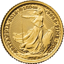 Moneda Britannia de Oro de 1/10 oz 2018