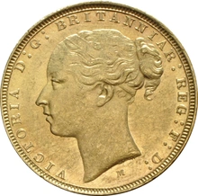 Moneda Soberano de Oro 1875 Victoria Joven (M)