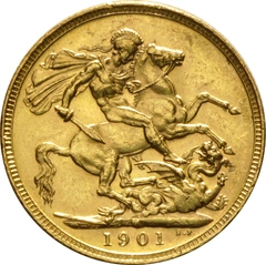 Moneda Soberano de Oro 1901 Victoria Velada (M)