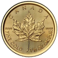 Maple Leaf Canadiense de 1/10 oz de Oro 2025