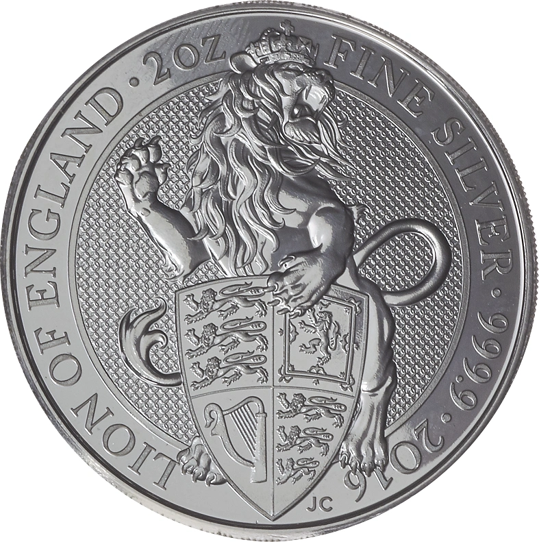 Moneda Bestias de la Reina El León de Inglaterra de Plata de 2 oz