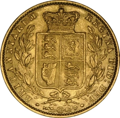 Moneda Soberano de Oro 1861 Victoria Joven con Reverso Escudado (L)