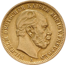 Moneda 20 Marcos Alemanes Guillermo I (1871-1878)