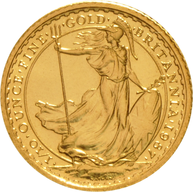 Moneda Britannia de Oro de 1/10 oz 1987