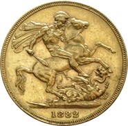 Moneda Soberano de Oro 1882 Victoria Joven (S)
