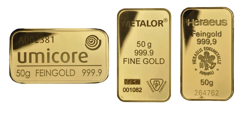 Lingote de Oro de 50 g Segunda Mano