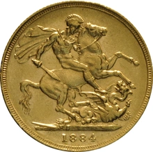 Moneda Soberano de Oro 1884 Victoria Joven (S)
