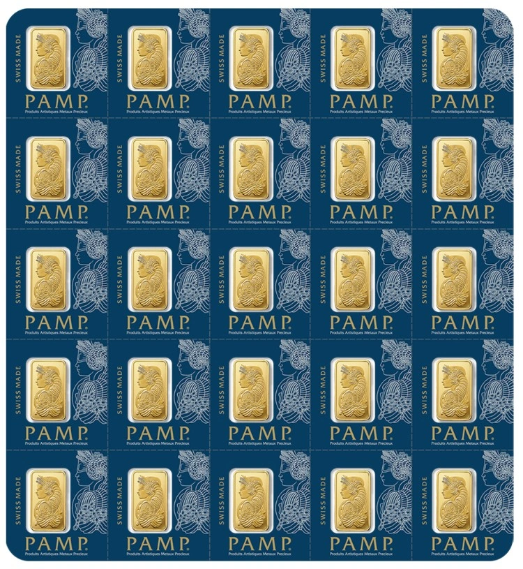 Paquete de Lingotes PAMP Multigramo de 25 g de Oro