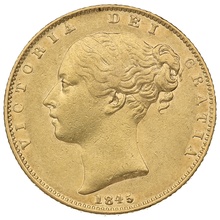 Soberano de Oro 1845 - Victoria Joven con Reverso Escudado (L)