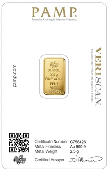 Lingote de Oro de 2,5 g PAMP