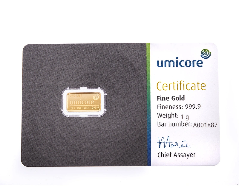 Lingote de Oro de 1 g Umicore