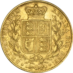 Moneda Soberano de Oro 1838 Victoria Joven con Reverso Escudado (L)