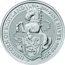 Moneda Bestias de la Reina El Unicornio de Escocia de Plata de 2 oz