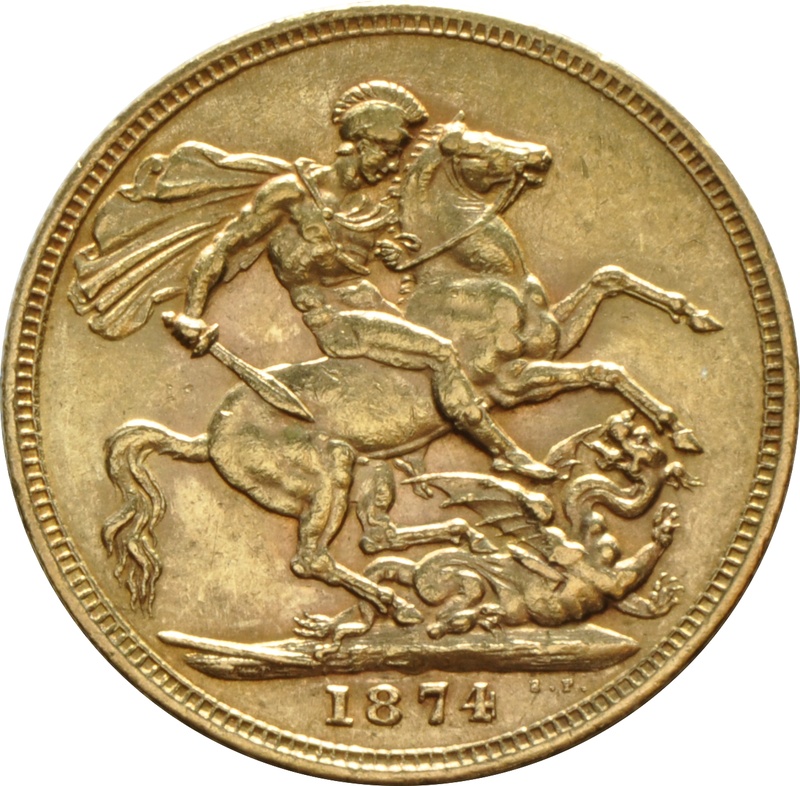 Soberano de Oro 1874 - Victoria Joven (L)