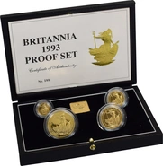 Juego de 4 Britannias Proof 1993 (en Caja Original)