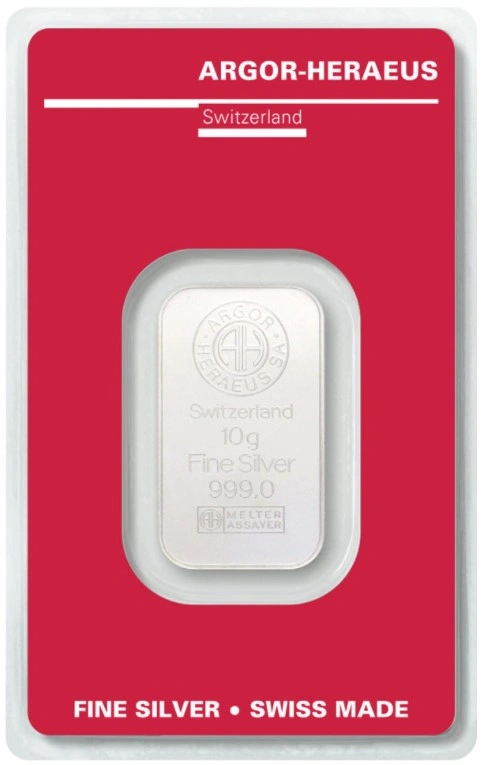 Lingote de Plata de 10 g Argor-Heraeus