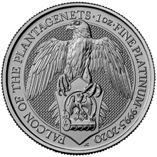 Moneda Bestias de la Reina de Platino de 1 oz El Halcón de los Plantagenets