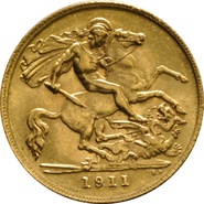 Medio Soberano de Oro - Jorge V 1911 - 1926