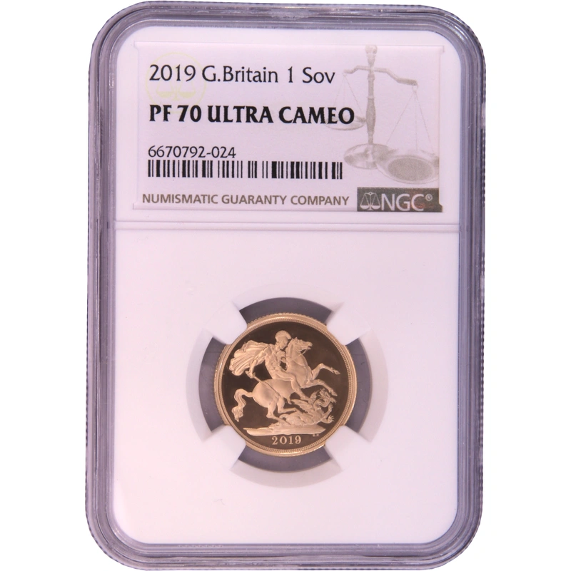 Moneda Soberano de Oro 2019 Proof NGC PF70